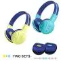2 Pack of SIMOLIO Wireless Kids Headphone with Hard Case, Bluetooth Kids Friendly Headphone Volume Limited, Wireless Headphones for Girls,Boys,Over-Ear Kids Headphones for School,Travel(Mint,Yellow) 2 Pack of SIMOLIO Wireless Kids Headphone with Hard Case, Bluetooth Kids Friendly Headphone Volume Limited, Wireless Headphones for Girls,Boys,Over-Ear Kids Headphones for School,Travel(Mint,Yellow)