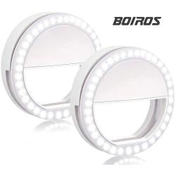 Selfie Ring Light - Mini Led Camera Ringlight for YouTube Video/Photography, for Live Stream/Makeup Compatible with iPhone, Android Smart Phones (White, 2 Pack)