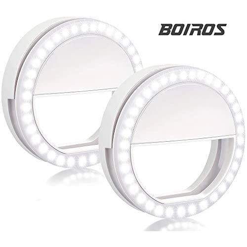 Selfie Ring Light - Mini Led Camera Ringlight for YouTube Video/Photography, for Live Stream/Makeup Compatible with iPhone, Android Smart Phones (White, 2 Pack)