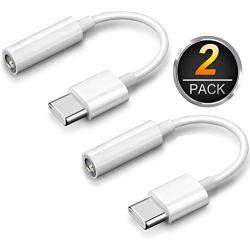 Google Pixel 2 Dongle Headphone Jack Adapter Type C to 3.5mm, [2-Pack] Aux Converter w/Realtek DAC Hi-res Chipset for Google Pixel Pixel 4 3 2 XL/ S10 S9 Plus/Pad Pro/Mate 30 20 Pro and More (White)