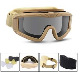 Freehawk Tactical Safety Goggles Airsoft Goggles Military Goggles Motorcycle Goggles with 3 Interchangeable Multi Lens for Shooting/Paintbal/Hiking/Skiing/Riding