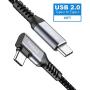 USB C to USB C Cable 10ft (100W 20V/5A)Peskaul USB Type-C Nylon Braided 5A Fast Charging Cable 90 Degree Compatible with Samsung Galaxy Note 10 S9 S8, MacBook Air, iPad Pro 2017,18,19 Nintendo Switch