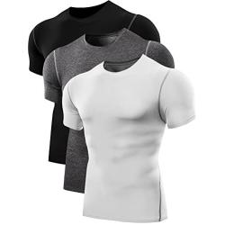 Neleus Mens 3 Pack Athletic Compression Under Base Layer Sport Shirt