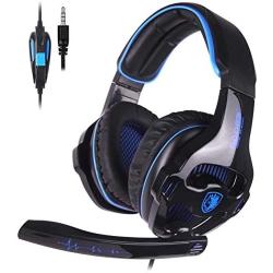 SADES SA810 Stereo Gaming Headset for PS4, PC, Xbox One, Noise Cancelling Over Ear Headphones with Mic, Surround Sound, Soft Memory Earmuffs for Laptop Mac Nintendo Switch Games