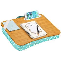 LapGear Designer Lap Desk with Phone Holder and Device Ledge - Aqua Trellis - Fits up to 15.6 Inch Laptops - Style No. 45422