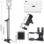 Selfie Ring Light with Flexible Arms Mobile Phone Holder Lazy Bracket Desk Lamp LED Camera Lighting[3-Light Mode, 10-Level Brightness] for Live Stream Makeup Office Compatible with iPhone/Android