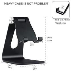 Tonda Cell Phone Stand, Adjustable Desk Phone Holder Cradle Dock Aluminum Stand Compatible with iPhone 11 Pro Xs Max Xr 8 7 6 6s Plus iPad Mini All Smart Phone -Black