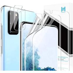 [2+2] HATOSHI Designed for Samsung Galaxy S20 Plus 5G (6.7-inch), 2 Pack Flexible TPU Film Screen Protector + 2 Pack Tempered Glass Camera Lens Protector, [Full Coverage] [Bubble Free]Case Friendly Screen Cover for S20+