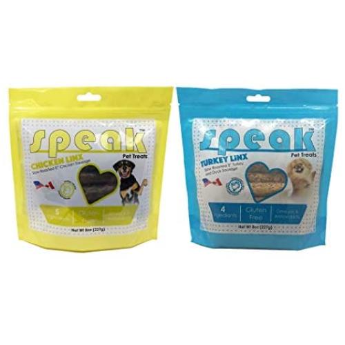 Speak Dog Treats Linx 2 Bag Variety Pack, Includes (1) Chicken Linx Ounce and (1) Turkey Linx 8 Ounce