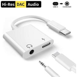 USB Type C to 3.5mm Headphone Adapter, 2 in 1 Dual Type C Audio + Fast Charging Adapter Compatible for Pixel 4 4XL 3 3XL 2 2XL, Galaxy Note 10/10+/S20/20+/20 Ultra,iPad Pro 2018, Essential Ph-1.