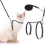 PAWCHIE Cat Harness and Leash Set - Adjustable Soft Escape Proof H-shped Safety Strap with Golden Moon and Star Pattern Glow in The Dark for Pet Cats Outdoor Walking