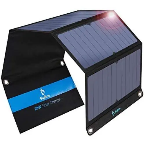 [Upgraded]BigBlue 3 USB Ports 28W Solar Charger(5V/4.8A Max), Foldable Portable Solar Phone Charger with SunPower Solar Panel Compatible with iPhone 11/Xs/XS Max/XR/X/8/7, iPad, Samsung Galaxy LG etc.