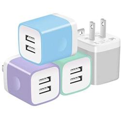 X-EDITION USB Wall Charger, Charging Block 4-Pack 2.1A Dual Port USB Power Adapter Wall Charger Plug Cube Compatible with Phone Xs Max XR X 8 7 6 Plus 5 4, Pad, Samsung, LG, Moto, Android More