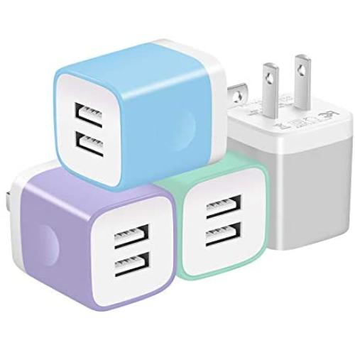 X-EDITION USB Wall Charger, Charging Block 4-Pack 2.1A Dual Port USB Power Adapter Wall Charger Plug Cube Compatible with Phone Xs Max XR X 8 7 6 Plus 5 4, Pad, Samsung, LG, Moto, Android More