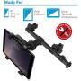 Macally Car Headrest Mount Holder for Apple iPad Pro/Air/Mini, Tablets, Nintendo Switch, iPhone, Smartphones 4.5" to 10" Wide with Dual Adjustable Positions and 360° Rotation (HRMOUNTPROB)