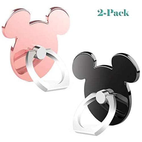 Cartoon Phone Ring Stand Holder (BLACK&ROSEGOLD) 360 Rotation Cell Phone Grip for Apple Iphone X/8 7 Plus 6 6S 5 5S Samsung Galaxy Note, Tablet and Ipad pipigo[2 Pack]