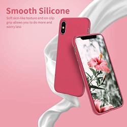 OTOFLY Liquid Silicone Gel Rubber Full Body Protection Shockproof Case for iPhone Xs/iPhone X，Anti-Scratch&Fingerprint Basic-Cases，Compatible with iPhone X/iPhone Xs 5.8 inch (2018), (Hibiscus)