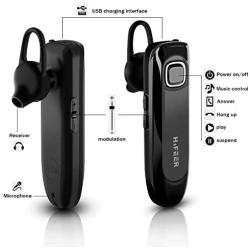 Bluetooth Earpiece for Cellphone, IPX5 Waterproof, 16 Hrs Talking Wireless Bluetooth Headsets for iPhone, Android, Samsung, Hands Free Earphone with Noise Cancelling Mic for Outdoor/Business