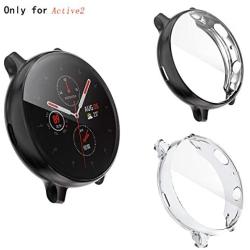 Fvlerz for Samsung Galaxy Watch Active 2 Screen Protector 40mm,All-Around TPU Anti-Scratch Case Soft Protective Bumper Cover for Samsung Galaxy Watch Active 2 Smartwatch (Clear+Black, 40mm)