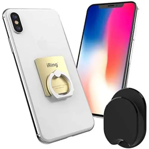 iRing with Hook for car or Wall mounting. Original AAUXX Cell Phone Grip Finger Holder, Mobile Stand, Kickstand, Car Mount Cradle for iPhone, Samsung, Android, Smartphones, Tablets.(Gold) iRing with Hook for car or Wall mounting. Original AAUXX Cell Phone Grip Finger Holder, Mobile Stand, Kickstand, Car Mount Cradle for iPhone, Samsung, Android, Smartphones, Tablets.(Gold)