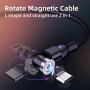 [3PKS] Magnetic Charging Cable, 360° & 180° Rotation 3 in 1 Magnetic Phone USB Charger Cable (3.3 ft x 2 + 6.6 ft x 1), Compatible with Micro USB, Type-C, iOS, Android Smartphone/Tablet, iProducts