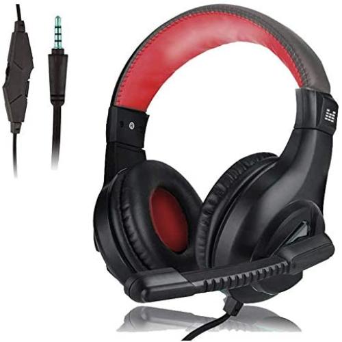 YFDD 3.5Mmgaming Over-Ear Headset Wired Noise Reduction Headset with Adjustable Microphone Volume for PC Notebook PS4 Mobile Phone Xbox ONE,Red aijia (Color : Red)