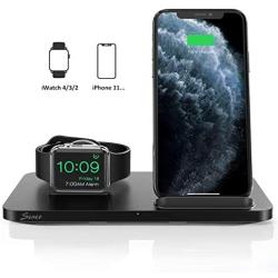 Seneo 2 in 1 Wireless Charger, Dual Wireless Charging Station with iWatch Charger Stand for iWatch 5/4/3/2, 7.5W Qi Fast Charger for iPhone 11/11 Pro Max/XR/XS/X/8/8P (No iWatch Cable or Adapter)