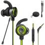 Wired Gaming Earphone, Megadream Noise Cancelling Stereo Bass Gaming Earbuds E-Sport Earphone with Detachable Adjustable Mic, 3.5mm Jack, Desktop Adapter, for PS4/Xbox One/Laptop/Cellphone (Green)