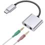 USB C to 3.5mm Audio and TRS MIC Splitter for PC, Tablet, Smartphone, Headphone and Microphone Splitter,Headset Splitter with USB C Plug Compatible for iPad Pro 12.9” 11”, Samsung Tab S6, Note 10 Plus