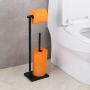 GERZ Bathroom Toilet Paper Holder Stand with Reserve, Modern Tissue Roll Holder SUS304 Stainless Steel Rustproof Freestanding, Matte Black