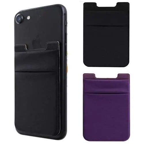 Adhesive Phone Pocket,Cell Phone Stick On Card Wallet,Credit Cards/ID Card Holder(Double Secure) with 3M Sticker for Back of iPhone,Android and All Smartphones-Double Pocket (1 Black&1 Purple) Adhesive Phone Pocket,Cell Phone Stick On Card Wallet,Credit Cards/ID Card Holder(Double Secure) with 3M Sticker for Back of iPhone,Android and All Smartphones-Double Pocket (1 Black&1 Purple)