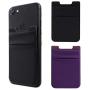 Adhesive Phone Pocket,Cell Phone Stick On Card Wallet,Credit Cards/ID Card Holder(Double Secure) with 3M Sticker for Back of iPhone,Android and All Smartphones-Double Pocket (1 Black&1 Purple)