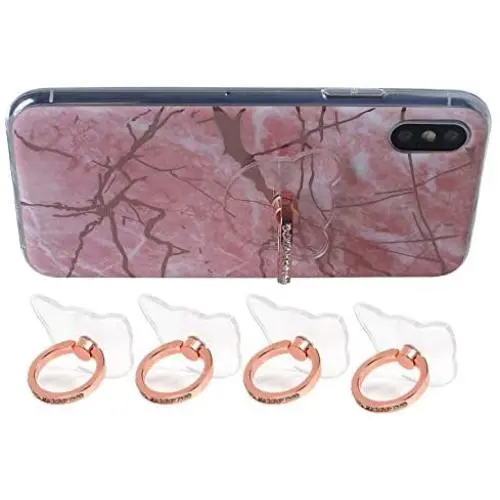 ARASO Transparent Cellphone Ring Holder Stand - 360 Degree Rotation Cell Phone Ring Holder Finger Grip for iPhone Xs Max, Galaxy S9 Plus Note 9 (Cubic Rose Gold)