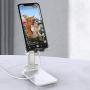Metal Desktop Cell Phone Stand Holder,Tablet Holder Table Cell Foldable Extend Support Desk Mobile Phone Holder Stand for iPhone iPad Adjustable (Black)