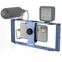 Smartphone Video Rig, VMEI Film and Video Making Stand, Phone Video Stabilizer Grip Tripod Mount,for All iPhone, Samsung Galaxy and Other Smartphones，All Metal Manufacturing.(Blue)