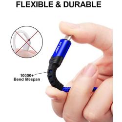 USB C Cable Fast Charging,JSAUX 3-Pack(1ft+3.3ft+6.6ft) USB A to Type C Charger Nylon Braided Cord Compatible with Samsung Galaxy S10 S9 S8 Plus Note 10 9 8,Moto Z,LG V20 G6 G5,Switch and More(Blue)