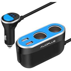 Quick Charge 3.0 Car Charger, AUOPLUS 96W 2 Socket Cigarette Lighter Power Adapter 12V/24V DC Outlet Splitter 5.4A Dual USB Ports for iPhone Android Samsung GPS Dash Cam