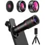 MACTREM Phone Camera Lens Phone Lens Kit 9 in 1, 20X Telephoto Lens, 205° Fisheye Lens, 0.5X Wide Angle Lens & 25X Macro Lens(Screwed Together), Compatible with iPhone 8 7 6 6s Plus X XS XR Samsung MACTREM Phone Camera Lens Phone Lens Kit 9 in 1, 20X Telephoto Lens, 205° Fisheye Lens, 0.5X Wide Angle Lens & 25X Macro Lens(Screwed Together), Compatible with iPhone 8 7 6 6s Plus X XS XR Samsung