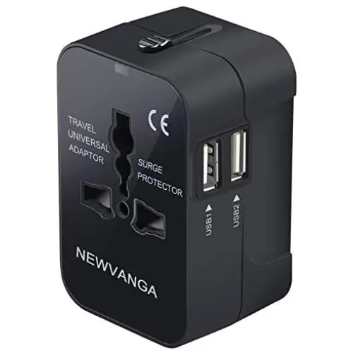 NEWVANGA International Universal All in One Worldwide Travel Adapter Wall Charger AC Power Plug Adapter with Dual USB Charging Ports for USA EU UK AUS European Cell Phone Laptop