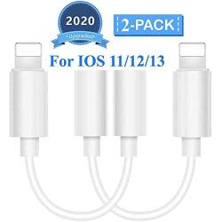 [Apple MFi Certified]Lightning to 3.5mm Headphones/Earbuds Jack Adapter for iPhone,Aux Cable Headphone Converter Accessories Compatible with iPhone11/Xs MAX/XR/X/8/8 P/7/ipad/iPod Support iOS 13-2Pack