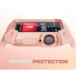 SUPCASE [Unicorn Beetle Pro] Case for Apple Watch 4 / Watch 5 [44mm], Rugged Protective Case with Strap Bands for Apple Watch Series 4 2018 / Series 5 2019 Edition (BBPink)