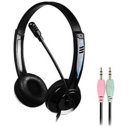FANSIREN Active Noise Cancelling Headphones Headphones with Microphone Headphones, Headset Gaming Computer Headset Gaming Headset Black (Dual Plug)