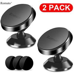 Romuto Magnetic Phone Car Mount, [ 2 Pack ] Cell Phone Holder for Car Dashboard [ Strong Magnets ]Universal 360° Rotation Magnet Car Phone Mount Fits iPhone Xs Max XR X 8 7 6S 6 Plus Most Smartphones