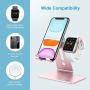 OMOTON Apple Watch Stand, Adjustable Cell Phone Stand, 2 in 1 Universal Apple Watch Charging Dock for Apple Watch Series 5/4/3/2/1 and iPhone SE/11/11 Pro/11 Pro Max/XR/Xs/Xs Max,Rose Gold