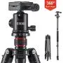 ESDDI Camera Tripod, DSLR Tripod with 360° Ball Head, 64" Aluminum Tripod with Monopod 1/4" Quick Release Plate and Phone Holder for Vlog,Travel and Work ESDDI Camera Tripod, DSLR Tripod with 360° Ball Head, 64" Aluminum Tripod with Monopod 1/4" Quick Release Plate and Phone Holder for Vlog,Travel and Work