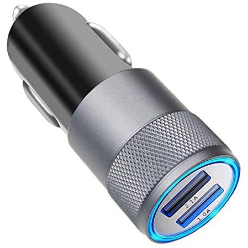 CAM2 Car Charger, 2.1A 2-Port USB Fast Car Charger for iPhone X/8/7/6/6 Plus, iPad Air 2/Mini 4, Samsung Galaxy S6/S6 Edge and More