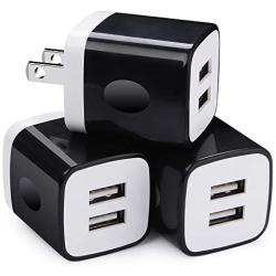 USB Wall Charger,Phone Charging Block,3-Pack 2.1A Dual Port Wall Plug Head Travel Adapter Cube Compatible iPhone 11 Pro Max XS XR X 8 7 6 Plus,Samsung Galaxy A11 S20 S20+ S10e S10 S9 Note 10 10+ 9 8