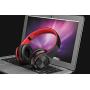 Wireless Headset with Mic, Foldable Bluetooth Headphone with 3.5mm Audio Jack, Built-in Noise Cancelling Microphone, Support for Plug-in Card, for PC, Phone(Black+red)