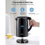 IKICH Electric Kettle 1.7L, Stainless Steel Water Kettle, Double Wall Tea Kettle, BPA-free Cool-Touch Kettle with Wide Mouth Design, LED Indicator, Auto Shut-off& Boli-dry Protection, 1500W