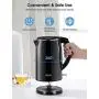 IKICH Electric Kettle 1.7L, Stainless Steel Water Kettle, Double Wall Tea Kettle, BPA-free Cool-Touch Kettle with Wide Mouth Design, LED Indicator, Auto Shut-off& Boli-dry Protection, 1500W